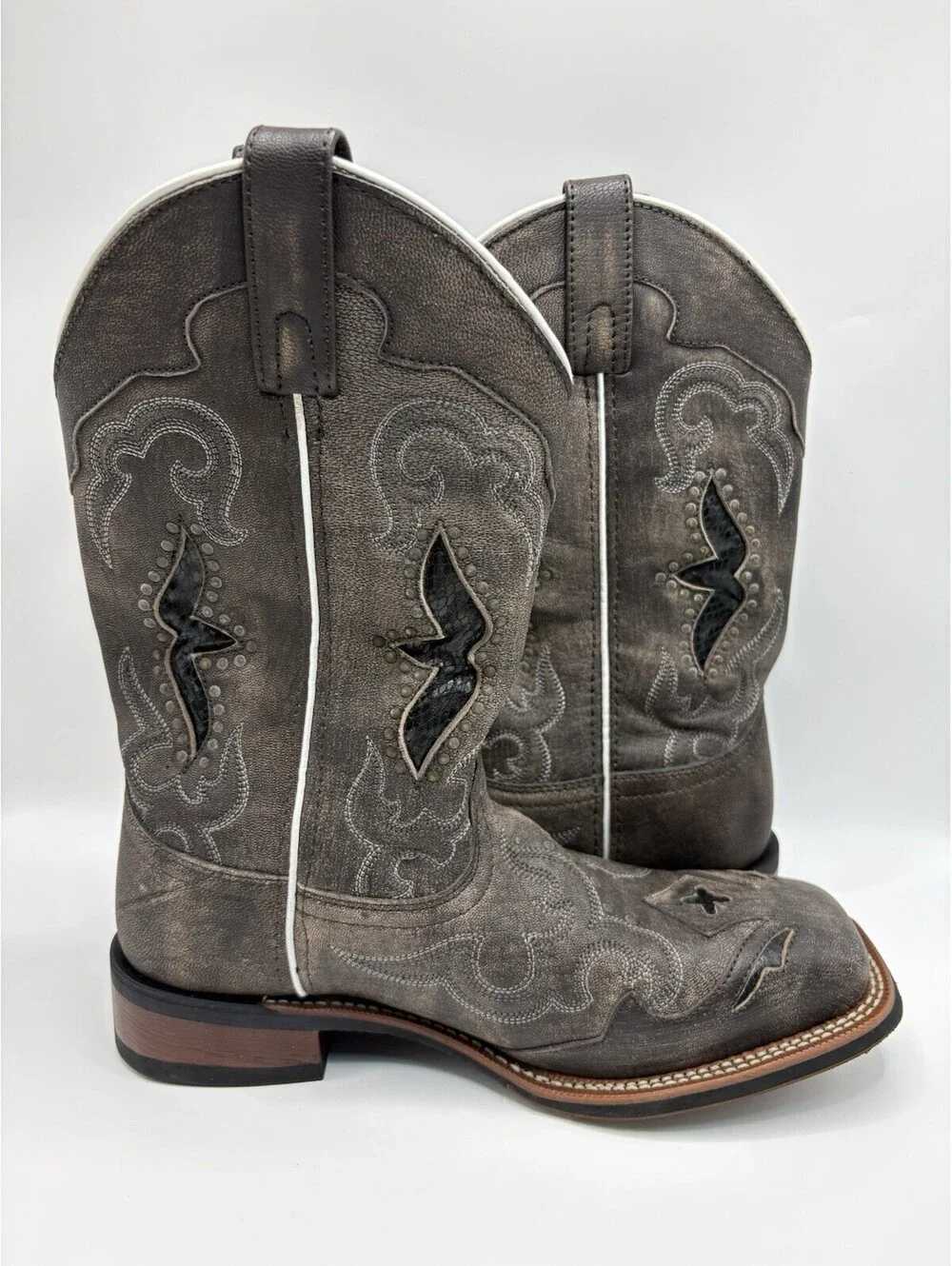 Laredo Womens Spellbound Leather Distressed Embroidered Cowboy Boot 9.5M NWOB